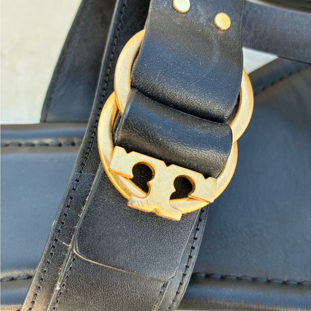 Tory Burch Black Marsden Sandal with gold buckle Worn once - Picture 3 of 9